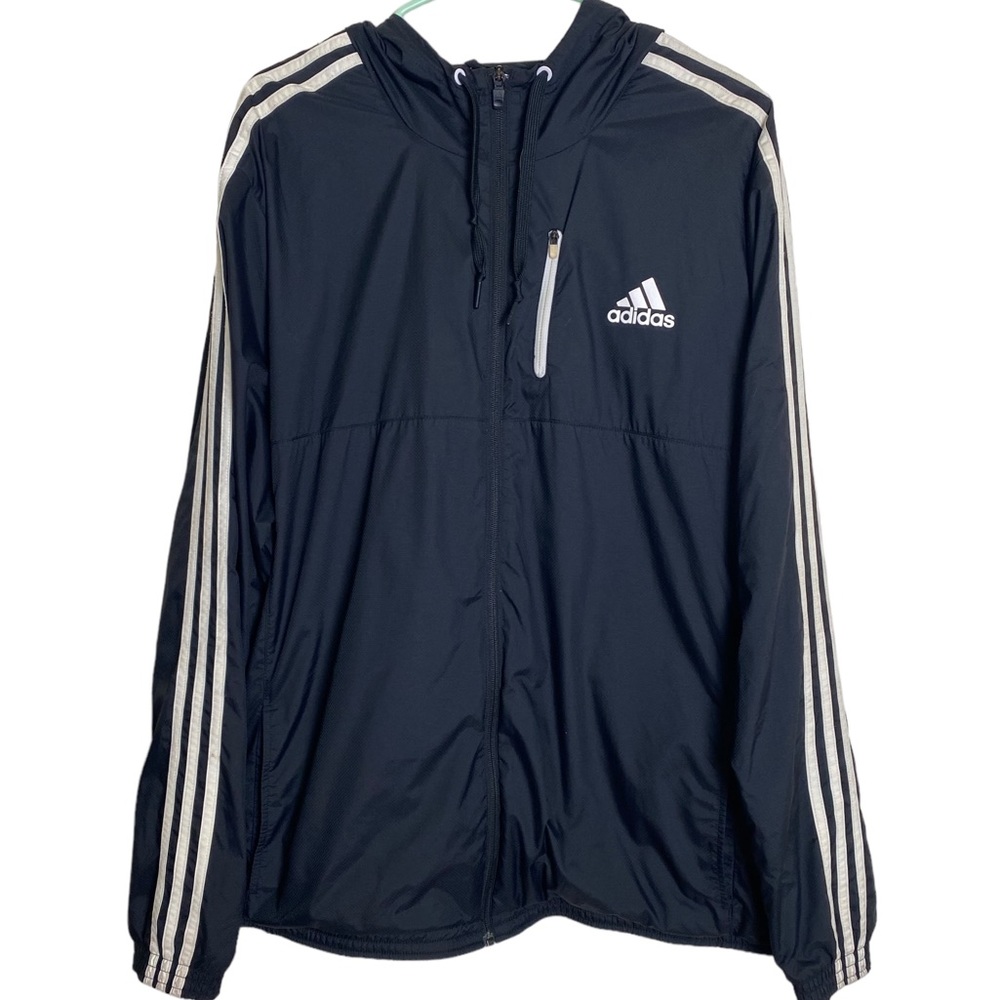 Adidas Hooded Windbreaker-front pockets ,Lightweight, full front Zip